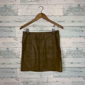 Free People Modern Femme Faux Brown Leather Mini Skirt Size 6